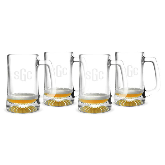 Monogrammed 15 oz. Beer Set of 4